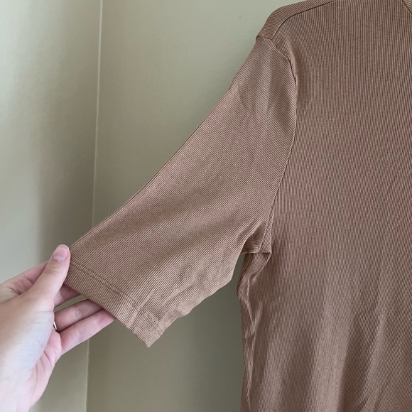 🟤A NEW DAY: Women’s size M, tan 1/2 sleeve blouse, worn once, stretchy🟤 - Picture 5 of 7